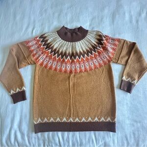 Fair Isle Sweater ASO Sydney Sweeney Alternative Womens M Mock NWT Fall Nordic